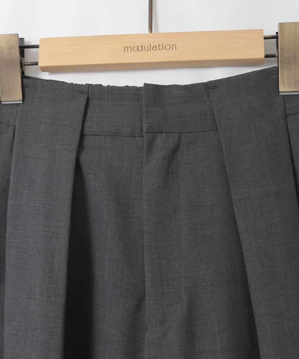 ZMLGE33140 al'aise modulation(アレーズモジュレーション) タックデザインワイドレッグパンツ ダークグレー