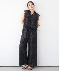 ZMLGE48178 al'aise modulation(アレーズモジュレーション) カットワークレースイージーパンツ ブラック