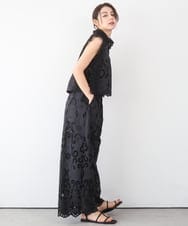 ZMLGE48178 al'aise modulation(アレーズモジュレーション) カットワークレースイージーパンツ ブラック