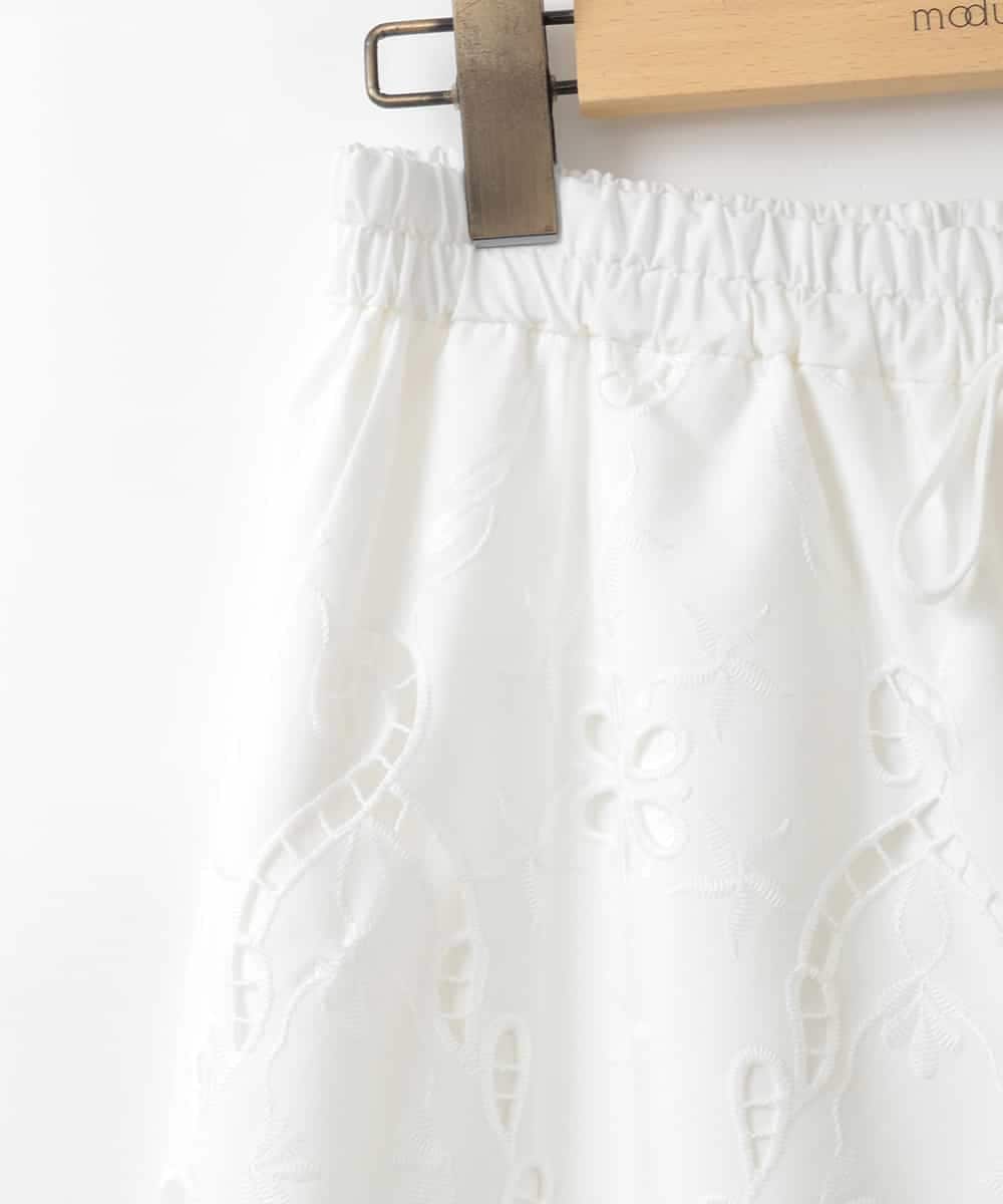 ZMLGE48178 al'aise modulation(アレーズモジュレーション) カットワークレースイージーパンツ ホワイト