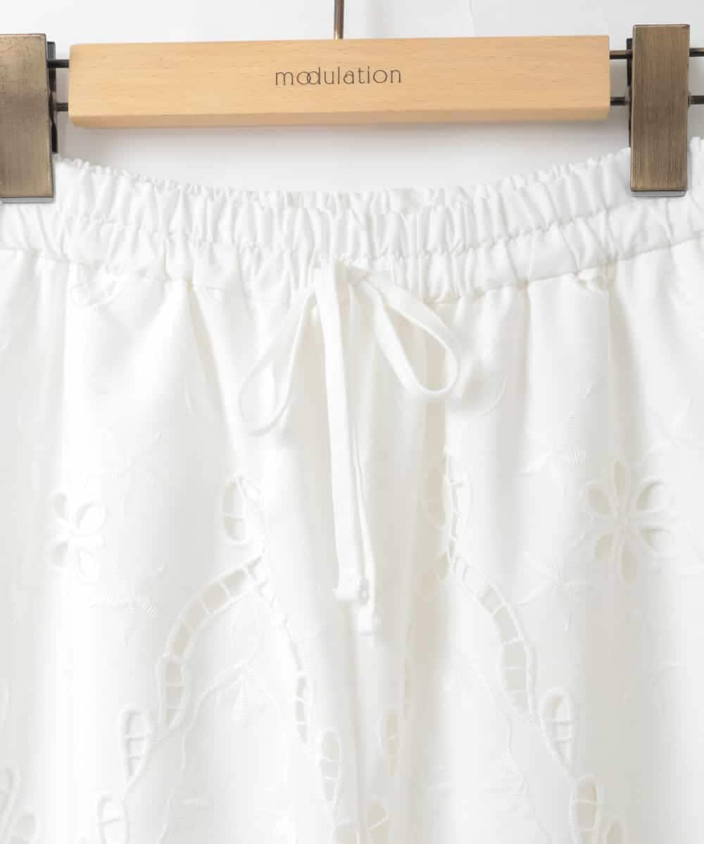 ZMLGE48178 al'aise modulation(アレーズモジュレーション) カットワークレースイージーパンツ ホワイト