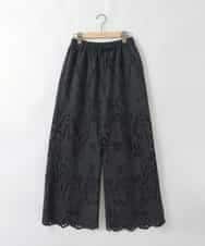 ZMLGE48178 al'aise modulation(アレーズモジュレーション) カットワークレースイージーパンツ ブラック