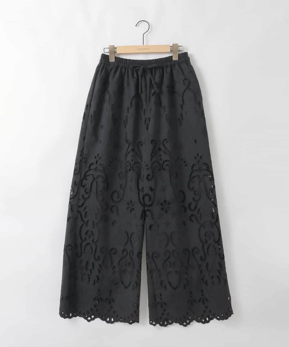 ZMLGE48178 al'aise modulation(アレーズモジュレーション) カットワークレースイージーパンツ ブラック
