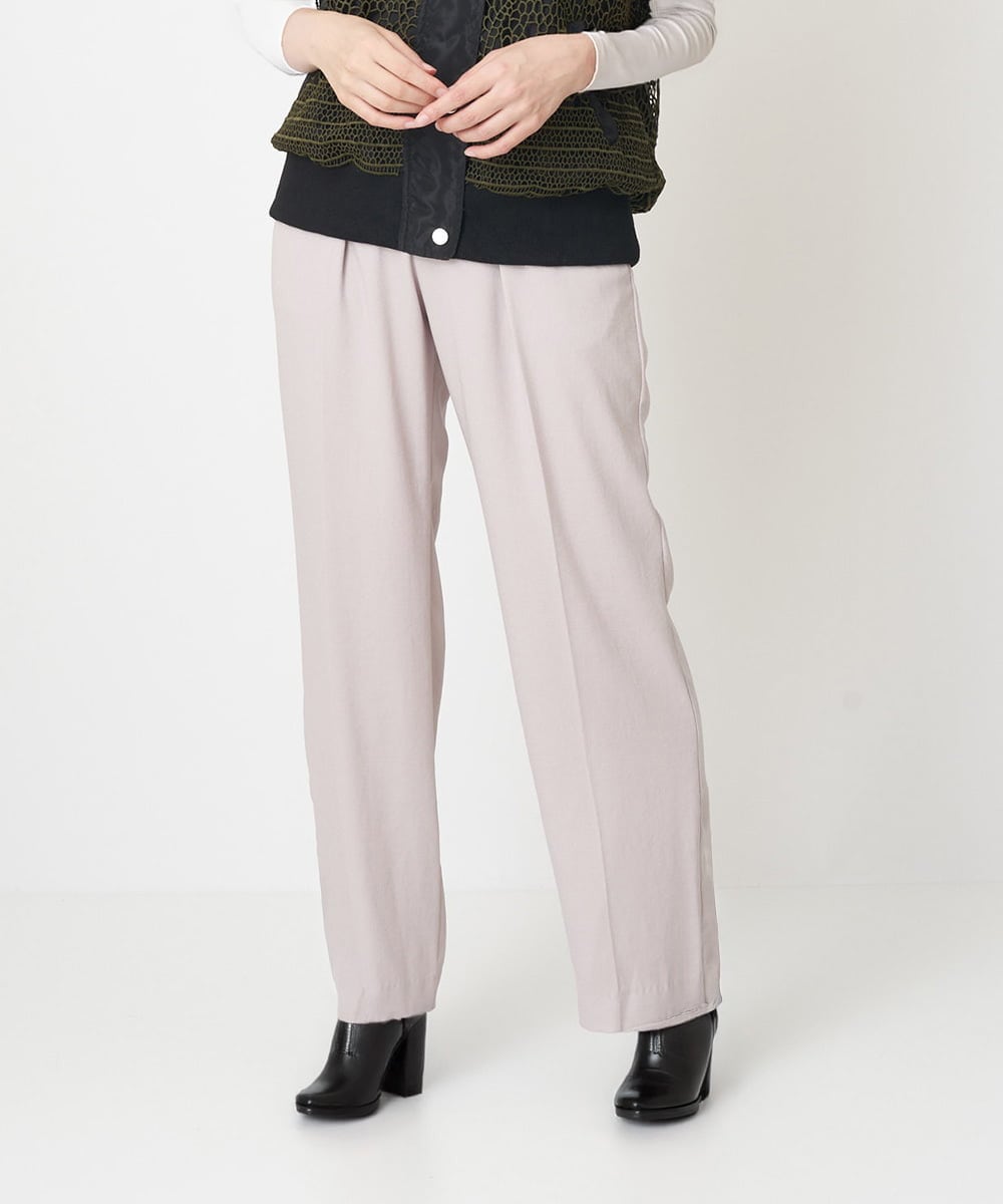 ZMLGN01128 al'aise modulation(アレーズモジュレーション) 【日本製】リラックスセンタープレスパンツ グレージュ