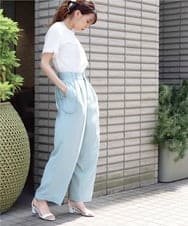 ZMLGN02150 al'aise modulation(アレーズモジュレーション) サスペンダー付きタックパンツ ライトブルー