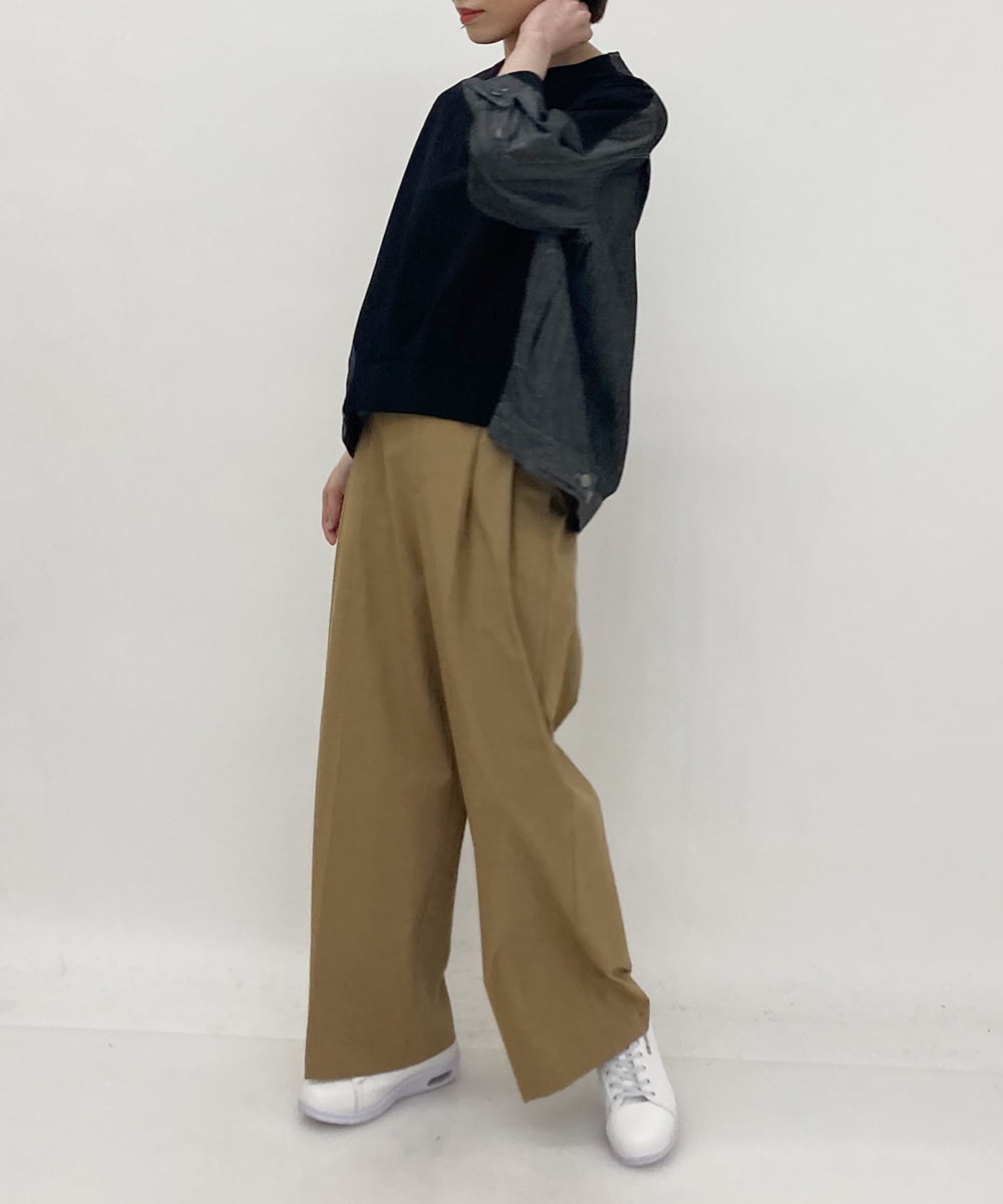 ZMLGT03160 al'aise modulation(アレーズモジュレーション) センタープレス ワイドストレッチパンツ ベージュ