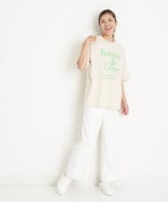 ZMLGT24138 al'aise modulation(アレーズモジュレーション) リネン混ストレートワイドパンツ ホワイト