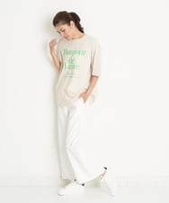 ZMLGT24138 al'aise modulation(アレーズモジュレーション) リネン混ストレートワイドパンツ ホワイト