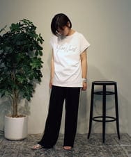 ZMLHB42085 al'aise modulation(アレーズモジュレーション) 【洗える】サイドラインイージーワイドパンツ ブラック