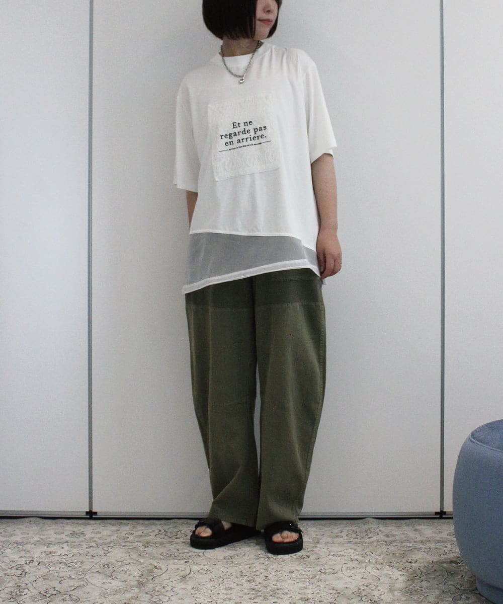 ZMLHB43138 al'aise modulation(アレーズモジュレーション) ジョイントデザインバレルレッグパンツ カーキ