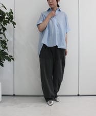 ZMLHB43138 al'aise modulation(アレーズモジュレーション) ジョイントデザインバレルレッグパンツ ブラック
