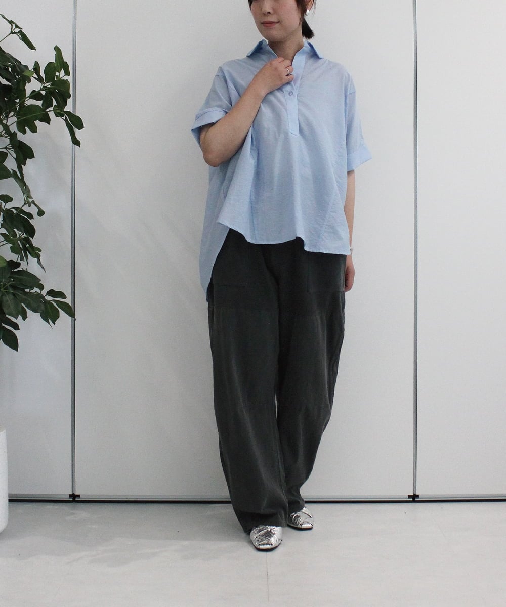 ZMLHB43138 al'aise modulation(アレーズモジュレーション) ジョイントデザインバレルレッグパンツ ブラック