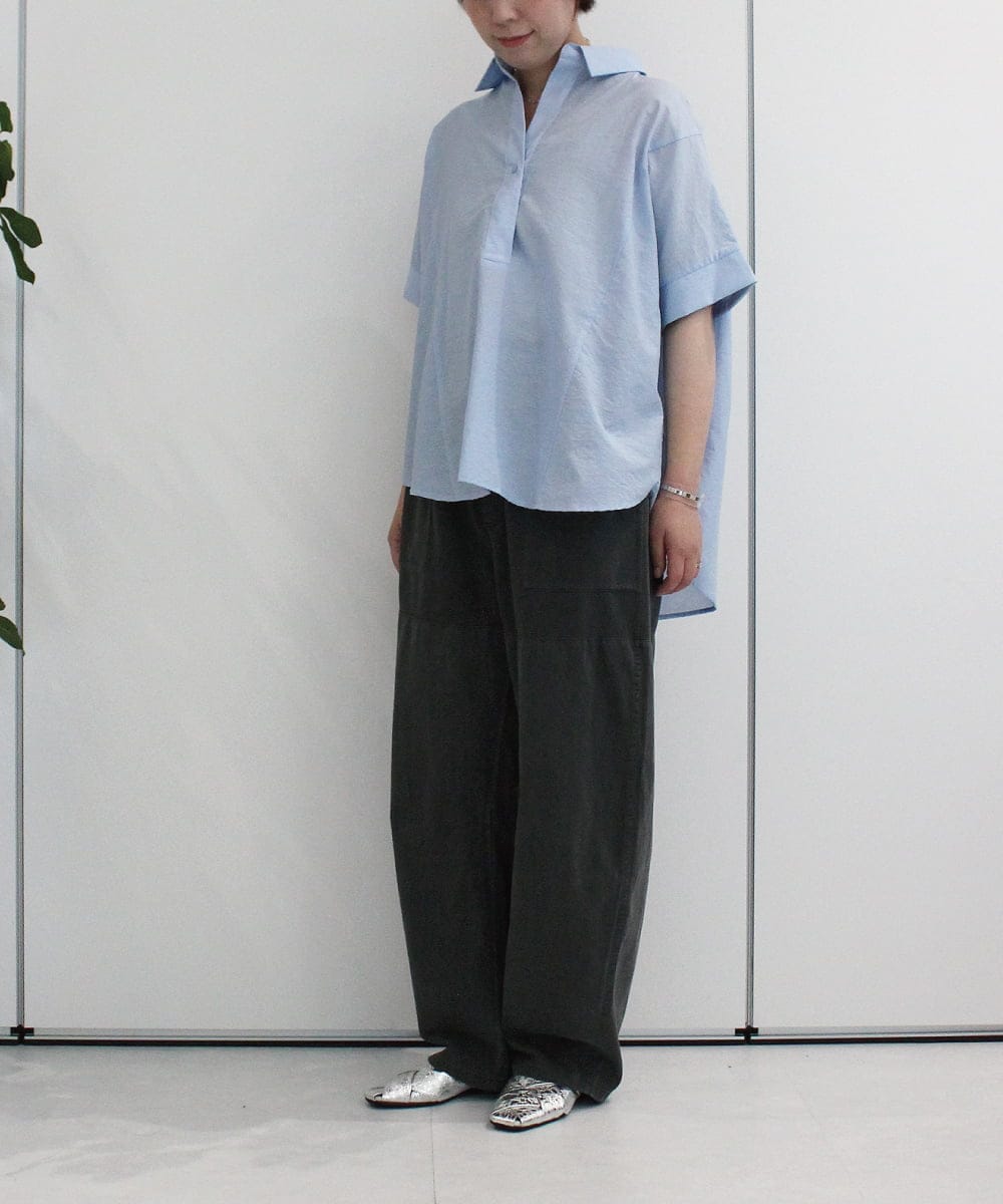 ZMLHB43138 al'aise modulation(アレーズモジュレーション) ジョイントデザインバレルレッグパンツ ブラック