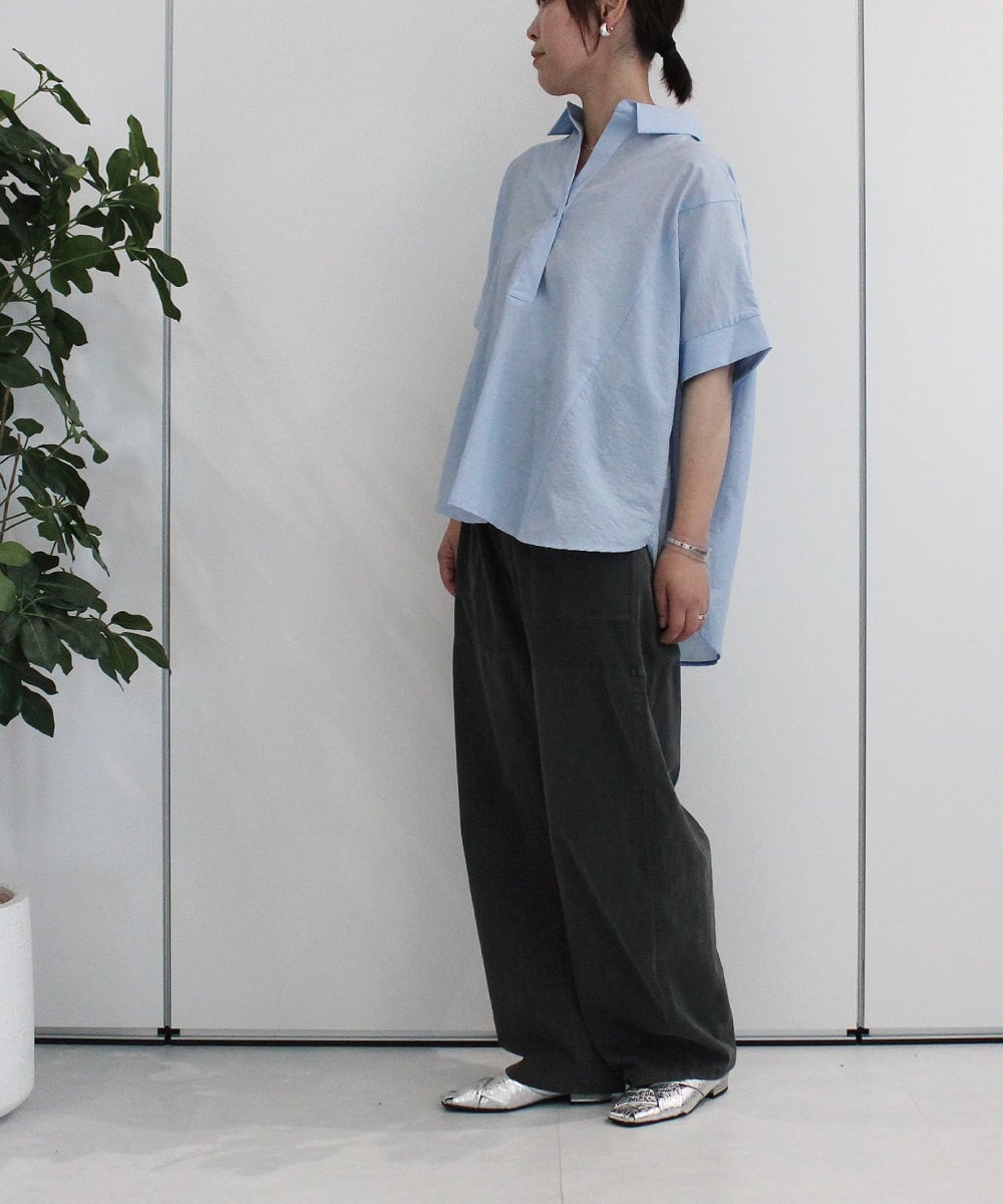 ZMLHB43138 al'aise modulation(アレーズモジュレーション) ジョイントデザインバレルレッグパンツ ブラック