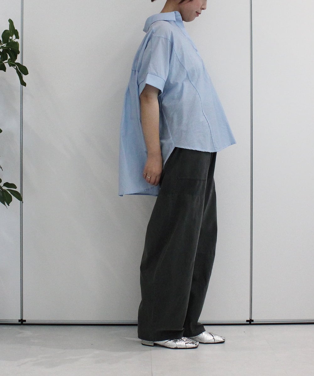 ZMLHB43138 al'aise modulation(アレーズモジュレーション) ジョイントデザインバレルレッグパンツ ブラック