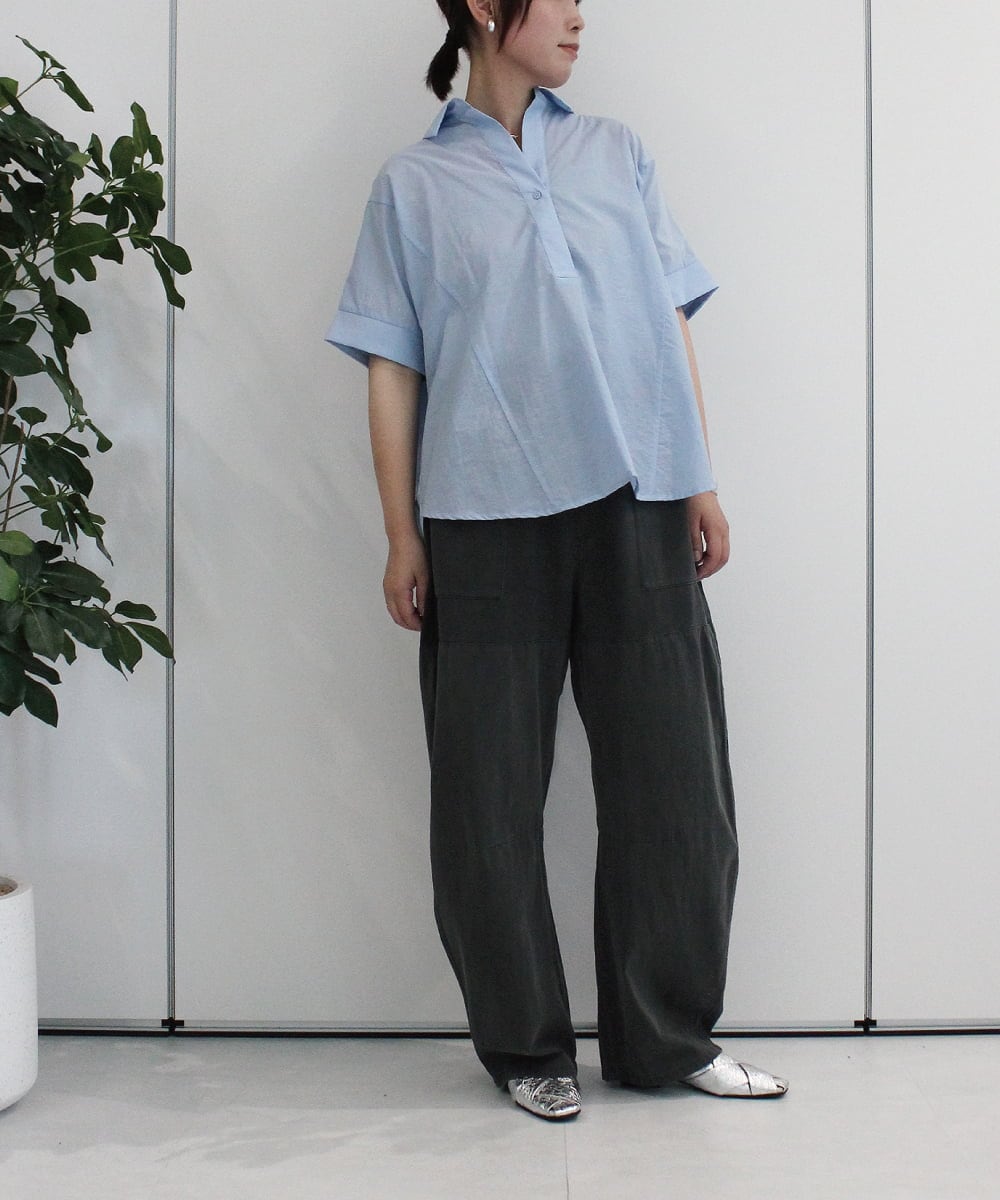 ZMLHB43138 al'aise modulation(アレーズモジュレーション) ジョイントデザインバレルレッグパンツ ブラック