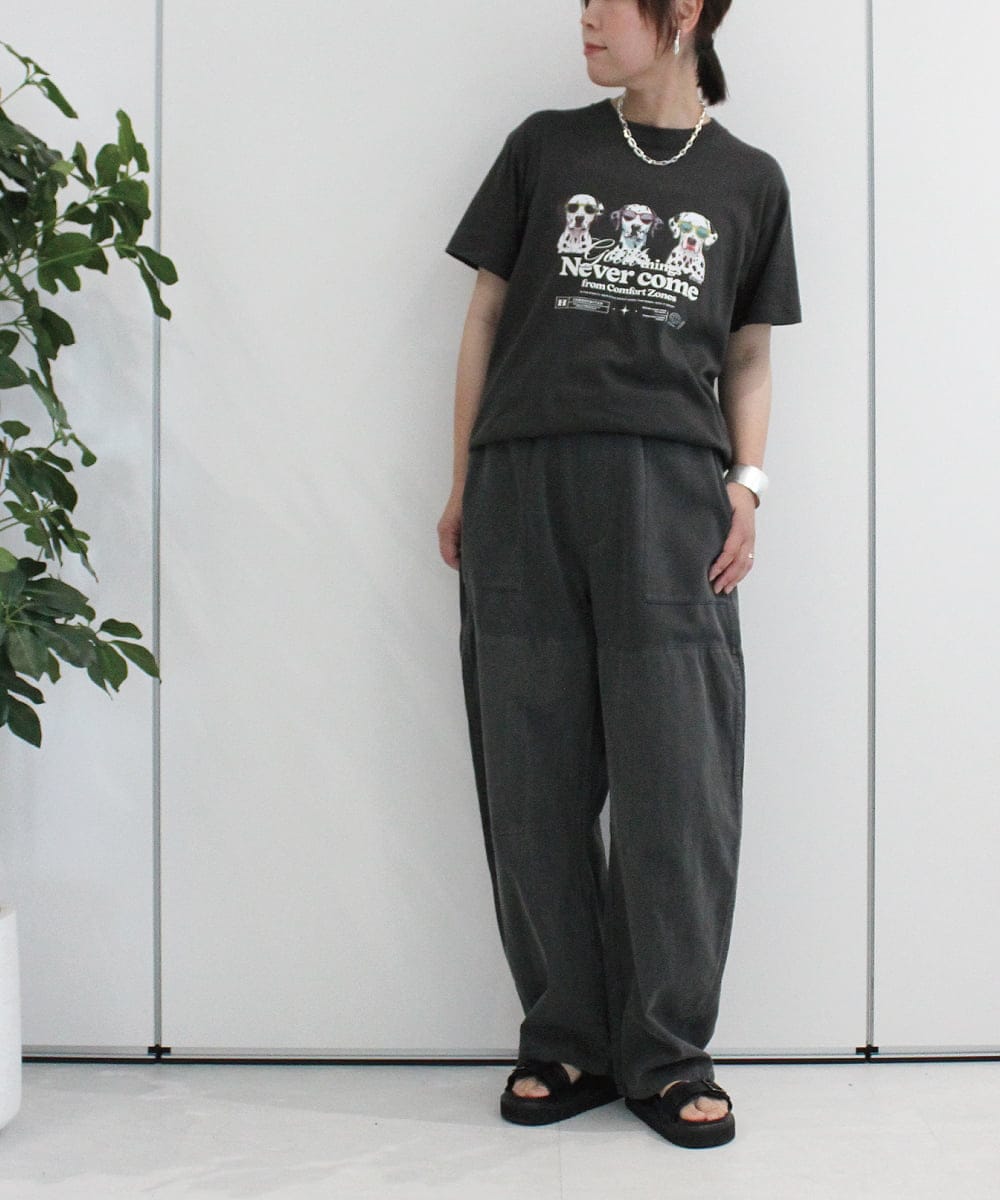 ZMLHB43138 al'aise modulation(アレーズモジュレーション) ジョイントデザインバレルレッグパンツ ブラック