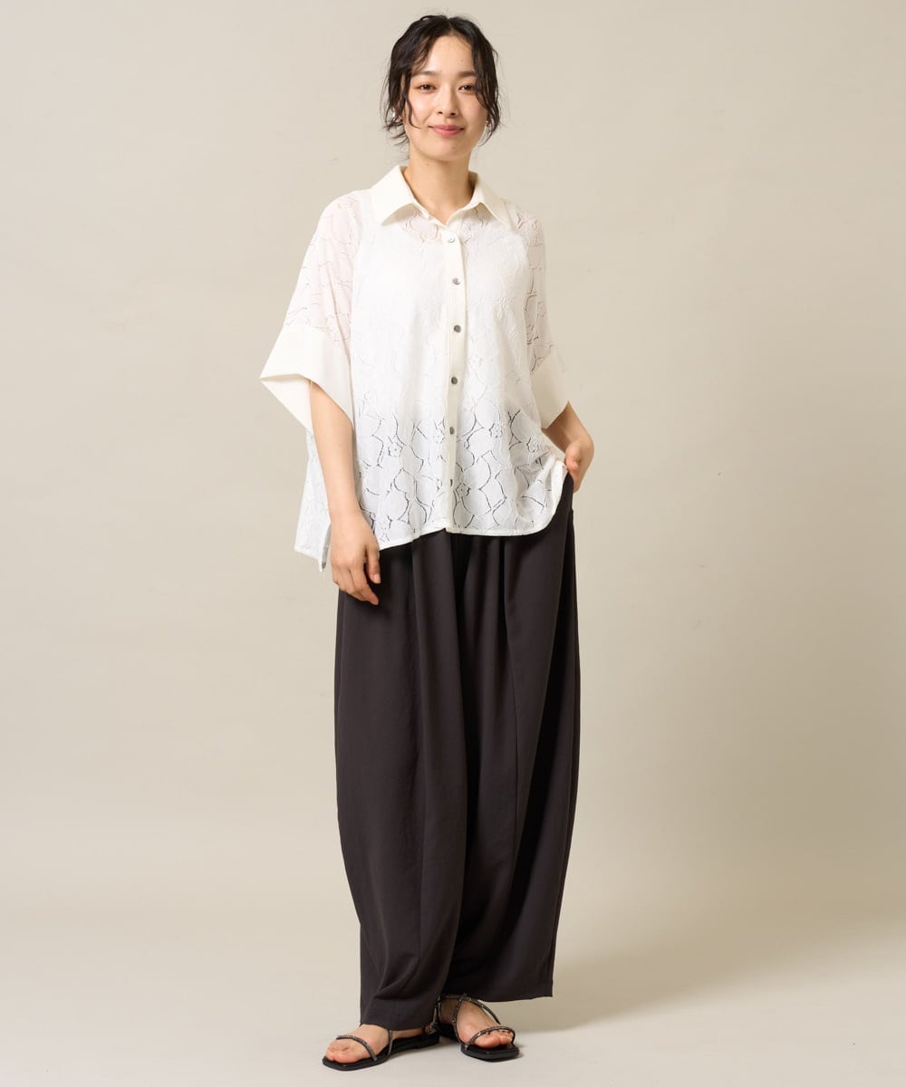 ZMLHE14160 al'aise modulation(アレーズモジュレーション) バレルドレープパンツ ダークグレー