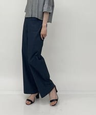 ZMLHT33160 al'aise modulation(アレーズモジュレーション) 【日本製】リネン混ストレッチバギーパンツ ネイビー