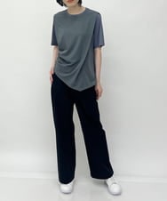 ZMLHT33160 al'aise modulation(アレーズモジュレーション) 【日本製】リネン混ストレッチバギーパンツ ブラック