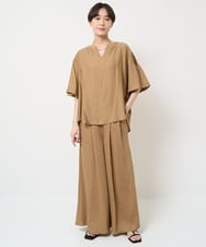 セットアップ可能】タックワイドフレアパンツ(ガウチョ・ワイド