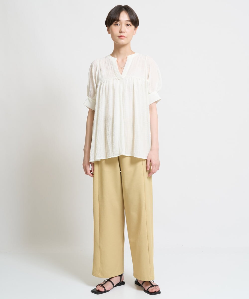 ZMLHW34165 al'aise modulation(アレーズモジュレーション) ウエストリボンワイドパンツ マスタード