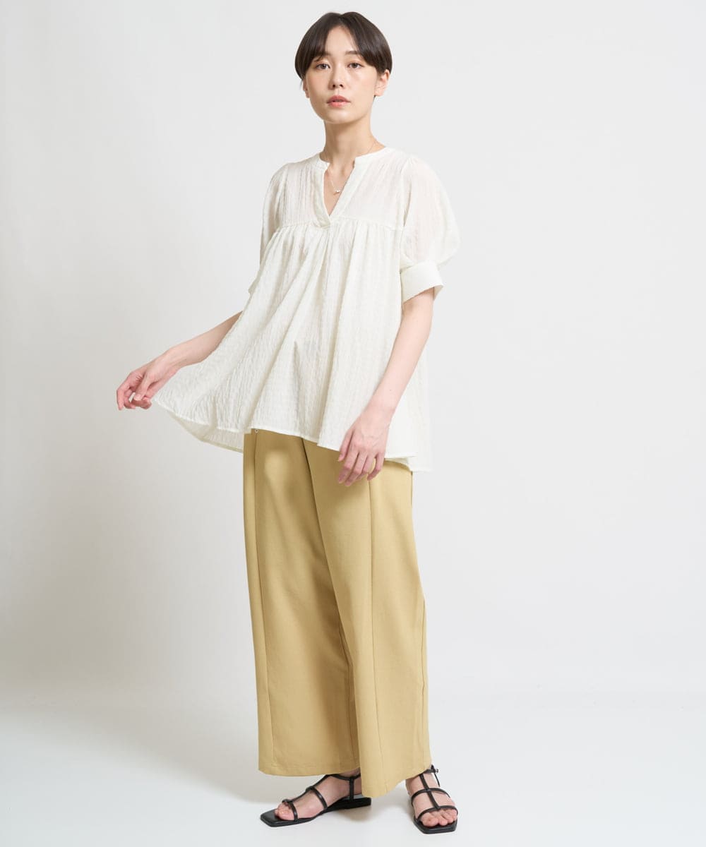 ZMLHW34165 al'aise modulation(アレーズモジュレーション) ウエストリボンワイドパンツ マスタード