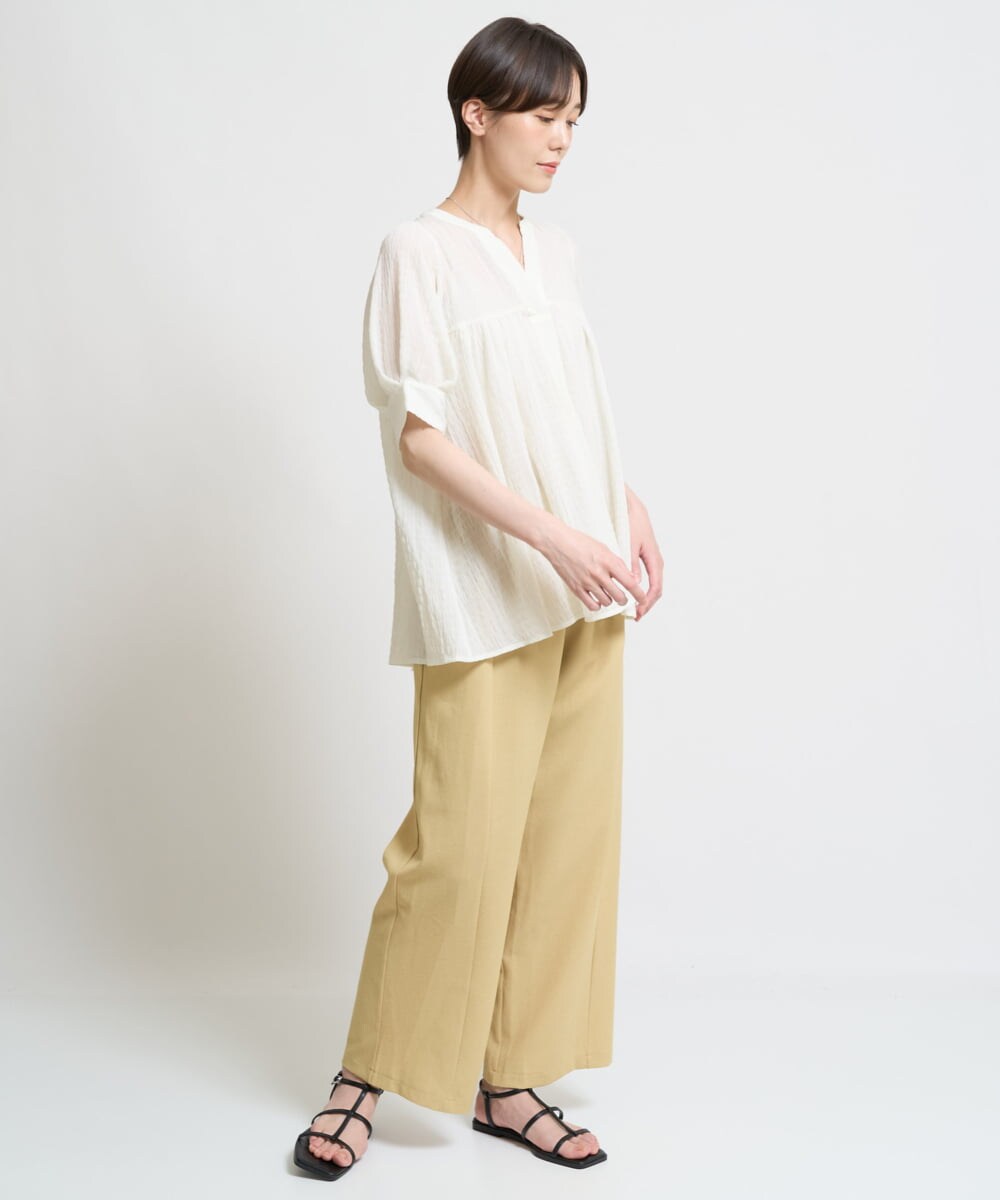 ZMLHW34165 al'aise modulation(アレーズモジュレーション) ウエストリボンワイドパンツ マスタード