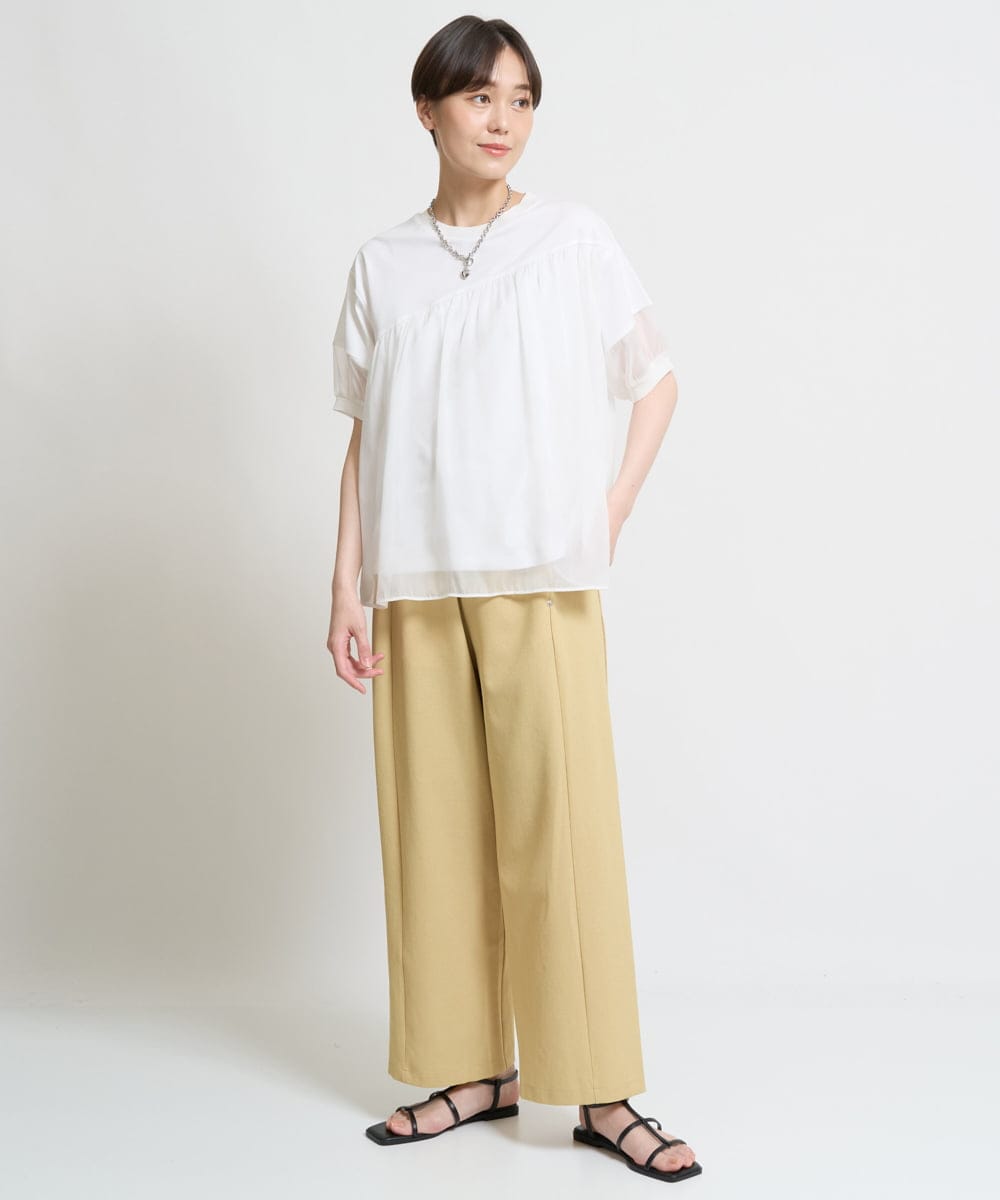 ZMLHW34165 al'aise modulation(アレーズモジュレーション) ウエストリボンワイドパンツ マスタード