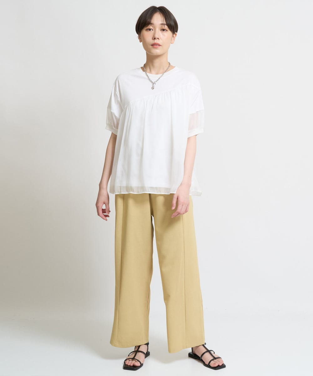 ZMLHW34165 al'aise modulation(アレーズモジュレーション) ウエストリボンワイドパンツ マスタード