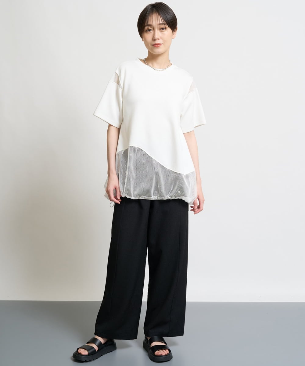 ZMLHW34165 al'aise modulation(アレーズモジュレーション) ウエストリボンワイドパンツ ブラック