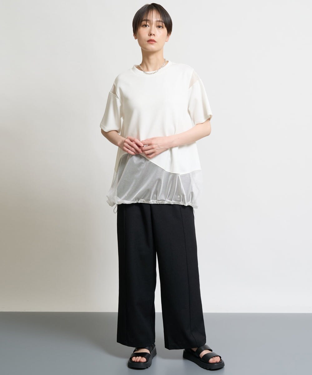 ZMLHW34165 al'aise modulation(アレーズモジュレーション) ウエストリボンワイドパンツ ブラック