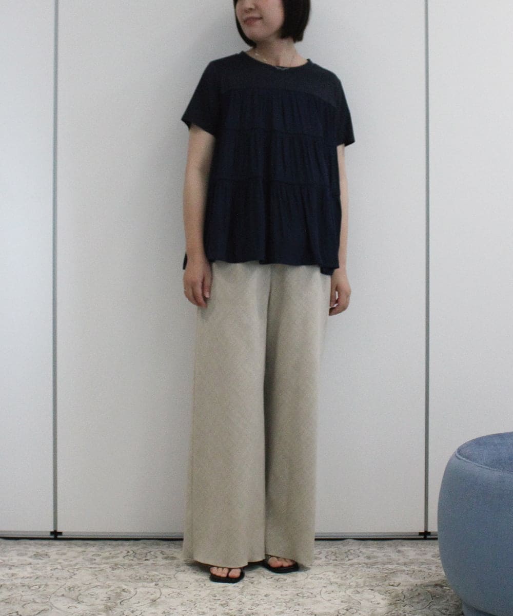 ZMLIB63160 al'aise modulation(アレーズモジュレーション) メローヘムナチュラルワイドパンツ ベージュ