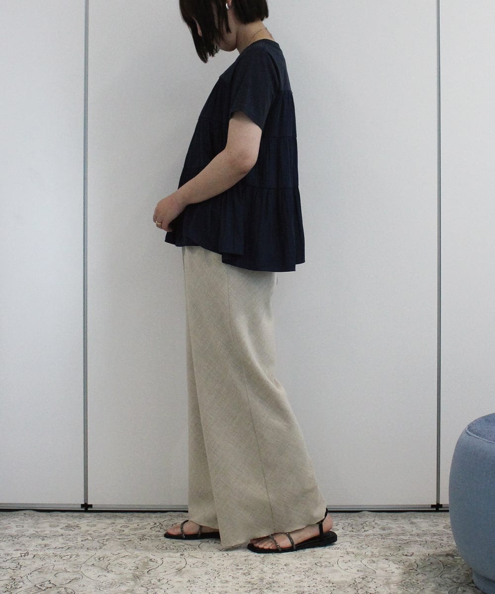 ZMLIB63160 al'aise modulation(アレーズモジュレーション) メローヘムナチュラルワイドパンツ ベージュ