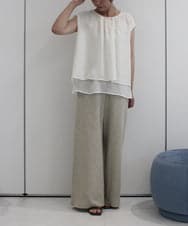 ZMLIB63160 al'aise modulation(アレーズモジュレーション) メローヘムナチュラルワイドパンツ ベージュ