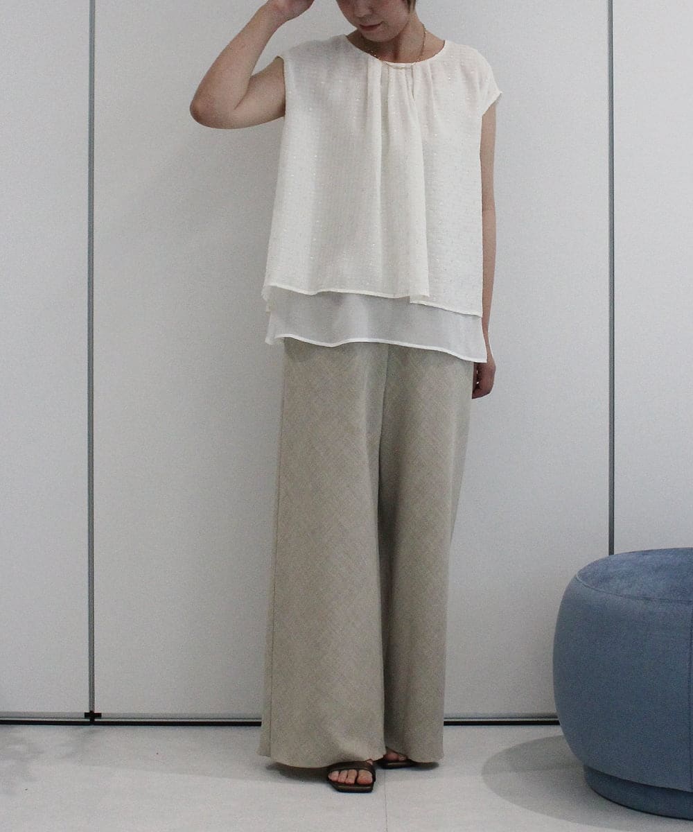 ZMLIB63160 al'aise modulation(アレーズモジュレーション) メローヘムナチュラルワイドパンツ ベージュ