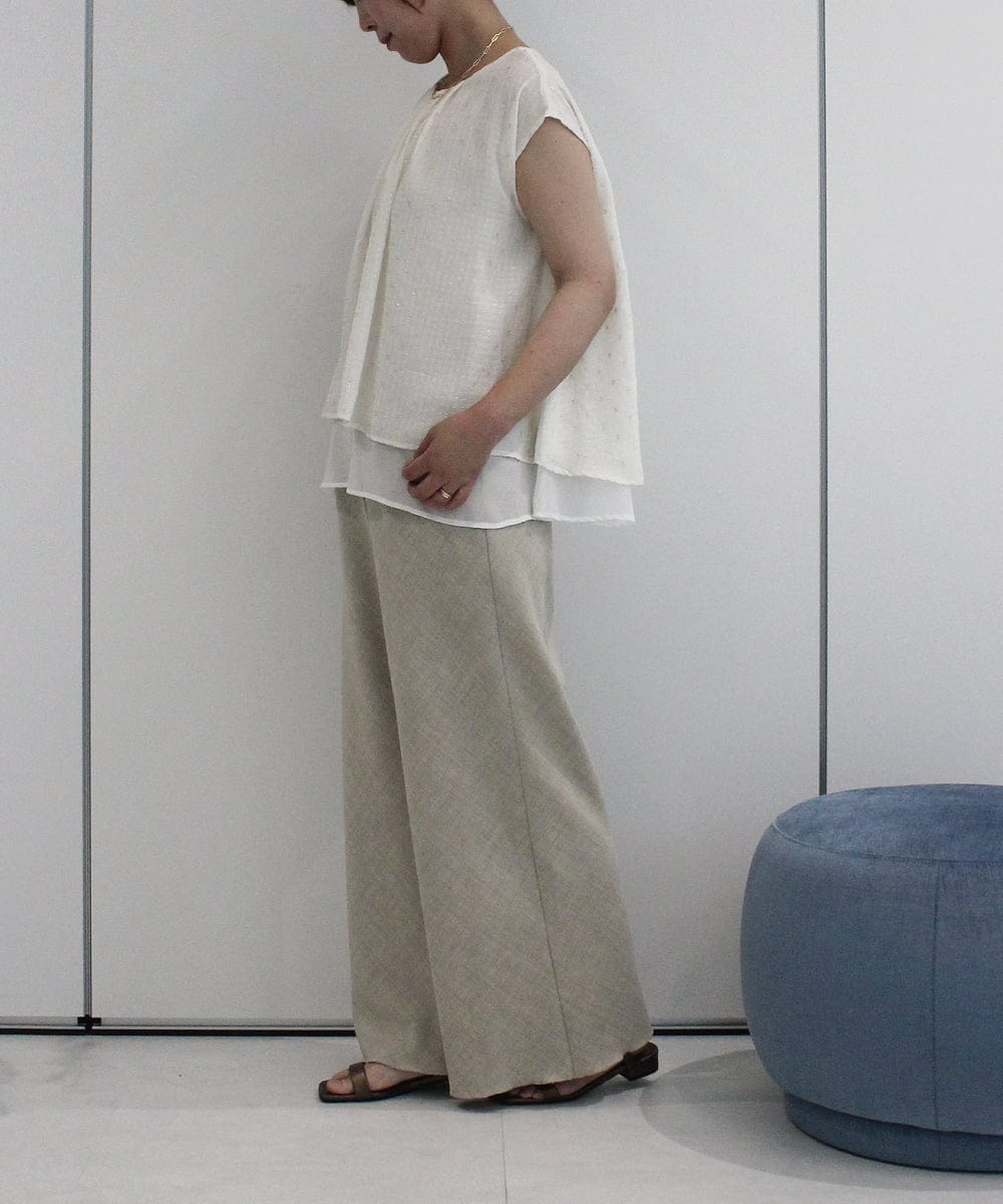 ZMLIB63160 al'aise modulation(アレーズモジュレーション) メローヘムナチュラルワイドパンツ ベージュ
