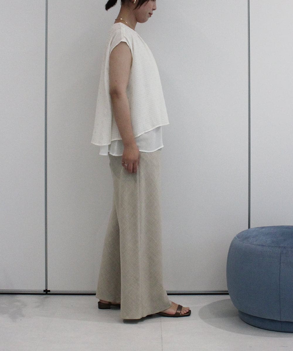 ZMLIB63160 al'aise modulation(アレーズモジュレーション) メローヘムナチュラルワイドパンツ ベージュ