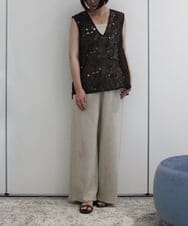ZMLIB63160 al'aise modulation(アレーズモジュレーション) メローヘムナチュラルワイドパンツ ベージュ