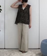 ZMLIB63160 al'aise modulation(アレーズモジュレーション) メローヘムナチュラルワイドパンツ ベージュ