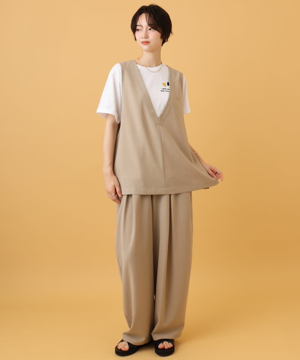 ZMLIE02160 al'aise modulation(アレーズモジュレーション) タックドレープバレルワイドパンツ ベージュ