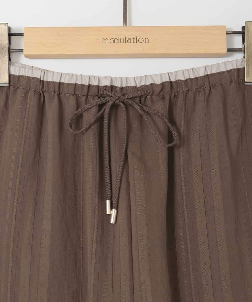 ZMLIE03100 al'aise modulation(アレーズモジュレーション) 【洗える】エアリーストライプイージーワイドパンツ ブラウン