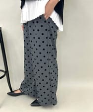 ZMLJB03090 al'aise modulation(アレーズモジュレーション) 【洗える】フロッキードットワイドパンツ ダークグレー