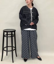 ZMLJB03090 al'aise modulation(アレーズモジュレーション) 【洗える】フロッキードットワイドパンツ ダークグレー