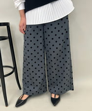 ZMLJB03090 al'aise modulation(アレーズモジュレーション) 【洗える】フロッキードットワイドパンツ ダークグレー