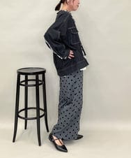 ZMLJB03090 al'aise modulation(アレーズモジュレーション) 【洗える】フロッキードットワイドパンツ ダークグレー