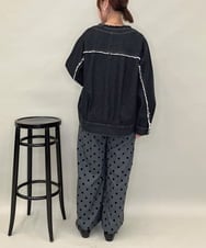 ZMLJB03090 al'aise modulation(アレーズモジュレーション) 【洗える】フロッキードットワイドパンツ ダークグレー