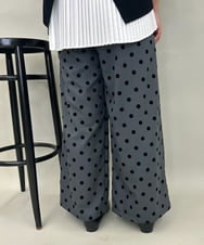 ZMLJB03090 al'aise modulation(アレーズモジュレーション) 【洗える】フロッキードットワイドパンツ ダークグレー