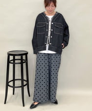 ZMLJB03090 al'aise modulation(アレーズモジュレーション) 【洗える】フロッキードットワイドパンツ ダークグレー