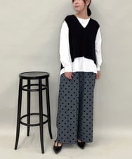 ZMLJB03090 al'aise modulation(アレーズモジュレーション) 【洗える】フロッキードットワイドパンツ ダークグレー